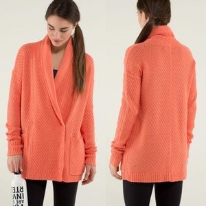 lululemon post practice cardigan orange